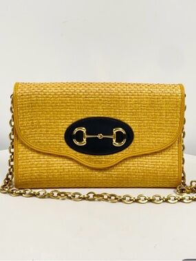 Gucci Woven Shoulder Bag with Gold Hardware